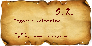 Orgonik Krisztina névjegykártya